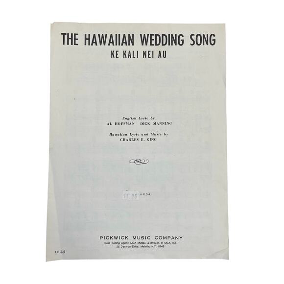 The Hawaiian Wedding Song Ke Kali Nei Au Vintage Sheet Music 1958 Ukelele Vocal - Picture 1 of 3